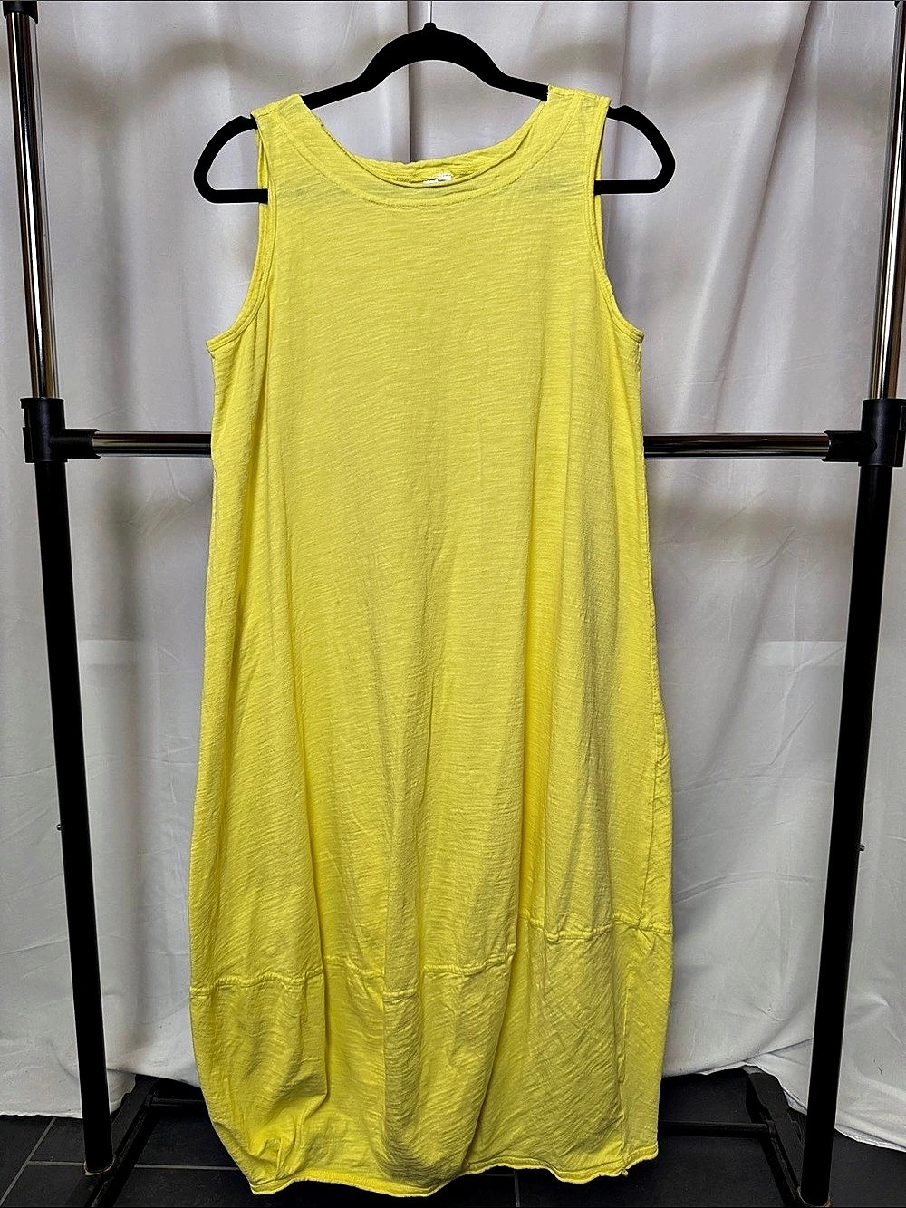 Kleen women’s Cotton shift Dress in Yellow with balloon like hem medium